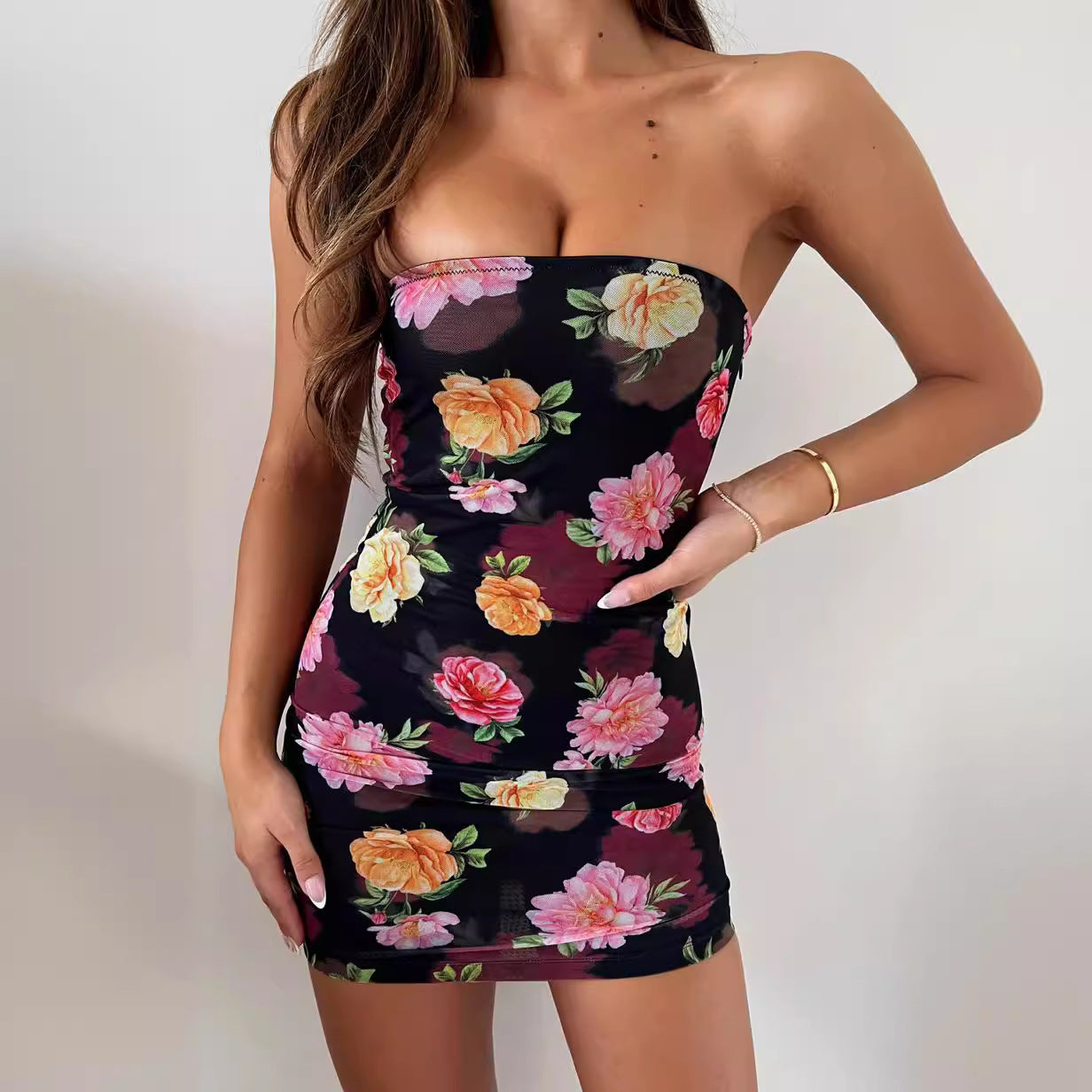 Women Clothing Summer Sexy Tube Top Cinched Waist Sheath Dress Slimming Nightclub Women Bella Mia