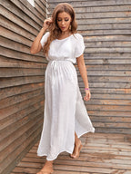 Sexy Side Split Seaside Holiday Beach Dress Casual Solid Color Maxi Dress Sun Protection Sweater Casual Dress Bella Mia