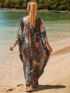 Elastic Printing Beach Cover-up Sexy Loose Chest Woven Vacation Beach Cover Up Bella Mia