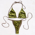 Bikini Swimsuit Gold Velvet Solid Color Swimsuit Women Sexy Triangle Split Swimwear Bikini Bella Mia