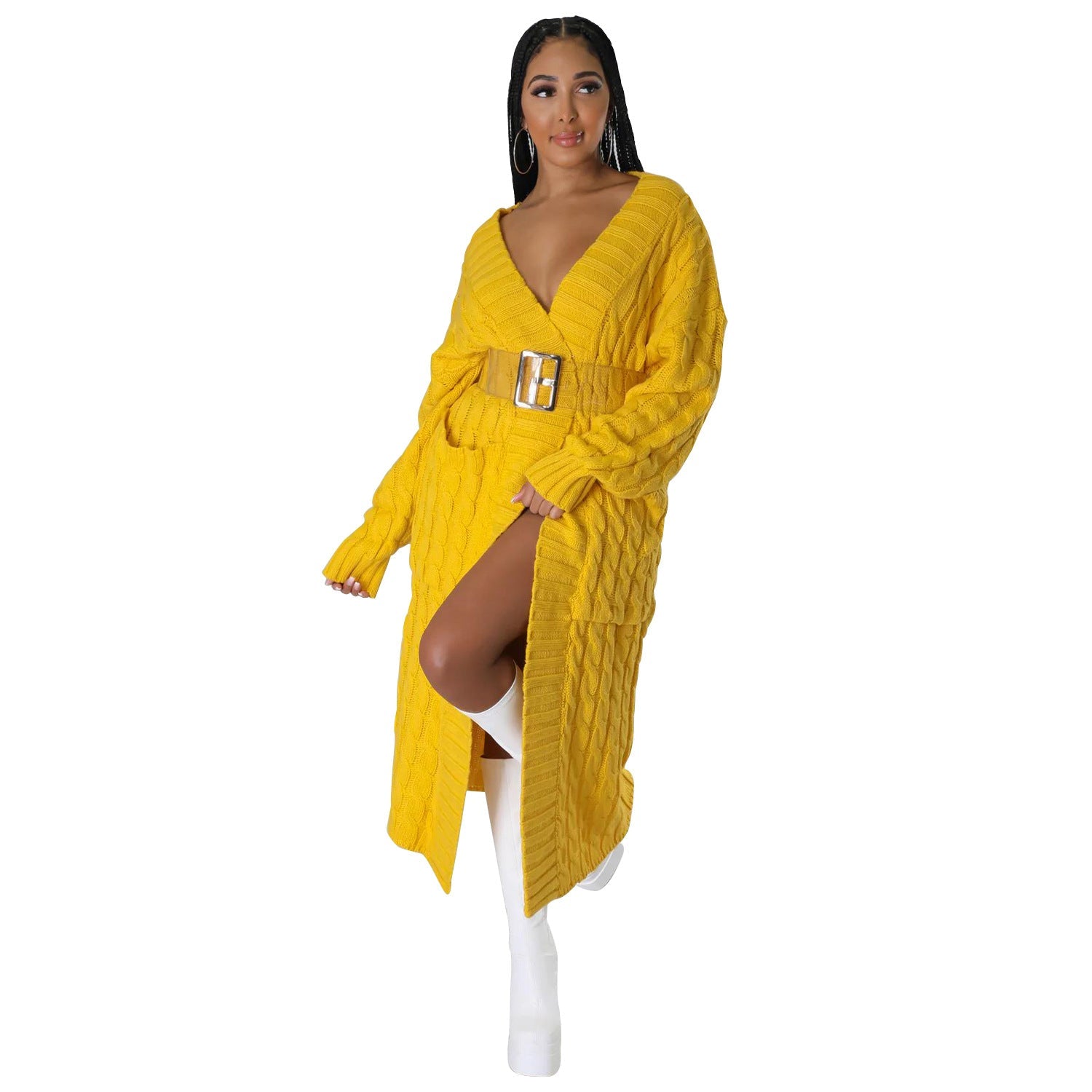 Autumn Winter Women Clothing Sexy Casual Long Sleeve Long Sweater Coat Bella Mia