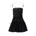 Women Clothing Spring Sexy off the Shoulder Tube Top Short Sequin Dress Women Bella Mia