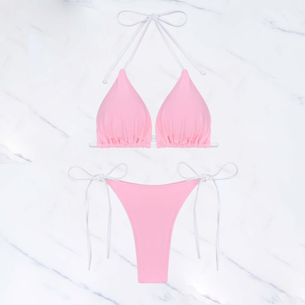 Solid Color Tied Sexy Three Point Bikini Swimwear Women Bella Mia