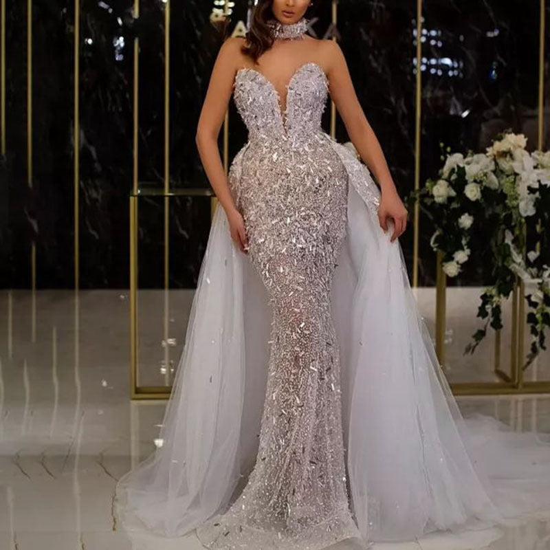 Summer Women Clothing Dress Sequined Fishtail Sleeveless Long Mesh Dress Bella Mia