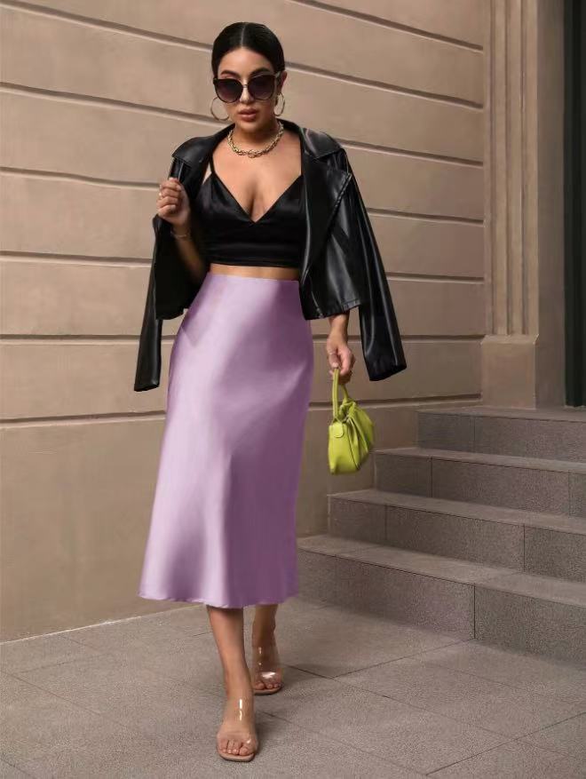 Hip Wrapped Fishtail Skirt Satin Mid Length Skirt Autumn Women Clothing Direct Bella Mia