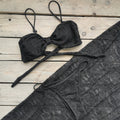 Pure Black Triangle Banded Bikini Low Waist Split Swimsuit Women Sexy Skirt Three Piece Sets Bella Mia
