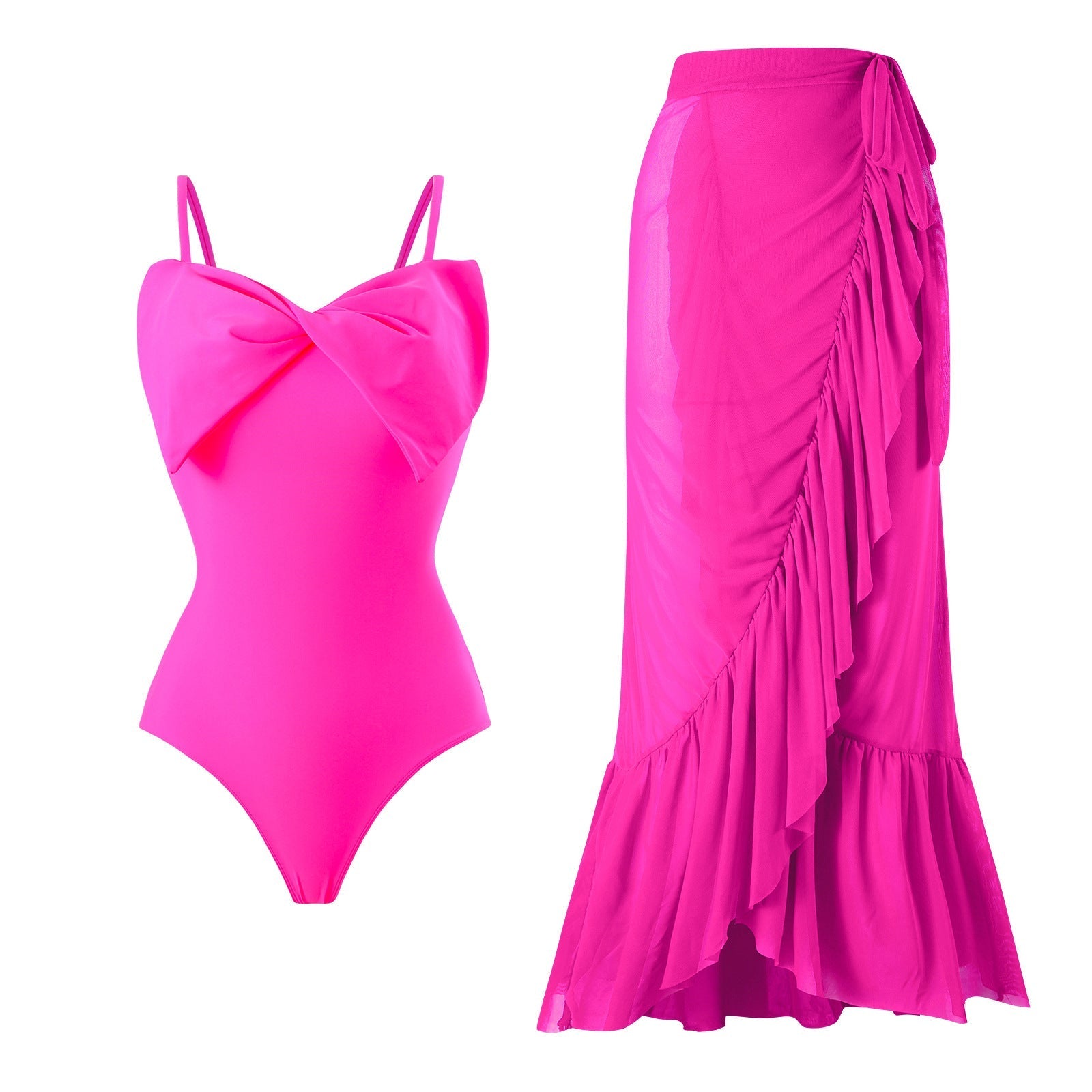 Sexy Swimsuit Women Spring One Shoulder Swimsuit Chiffon Split Beach Skirt Set Bella Mia