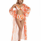 Three Piece Set Split Swimsuit Striped Printed Blouse Sun Protection Swimsuit Bella Mia