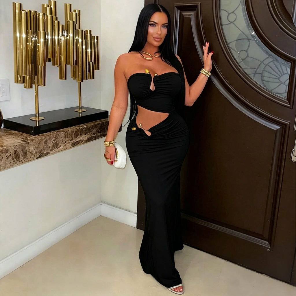 Women Wear Sexy Tube Top Backless Sheath Slim Dress