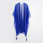 Seaside Blouse See Through Sexy Tassel Thin Cape Solid Color Travel Sun Protection Cardigan