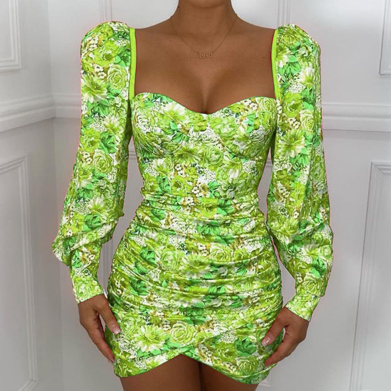 Long Sleeve Printed Sexy Dress Women Clothing Spring Autumn Bella Mia