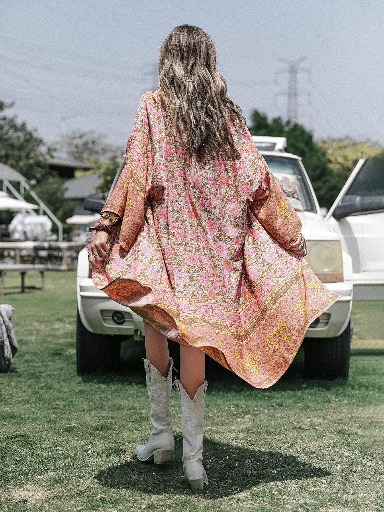 Batch Loose Positioning Printed Shawl Kimono MidLength Women Bella Mia