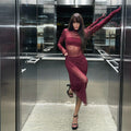 Sexy Half Turtleneck Slim Fit Mesh See through Drilling Dress Outerwear Cover up Bella Mia