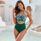 One Piece Swimsuit Women Printed Stitching Leaves One Piece Swimsuit Swimwear Bella Mia