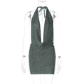 Women Clothing Winter Sexy V neck Backless Lace up Wool Dress Bella Mia