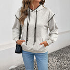 Hooded Sweater for Women Autumn Winter Mid Length Faux Two Pieces Coat Top Loose Bella Mia