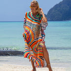 Printed Robe Seaside Holiday Sun Protection Shirt Beach Dress Bikini Swimsuit Blouse Outer Wear Bella Mia