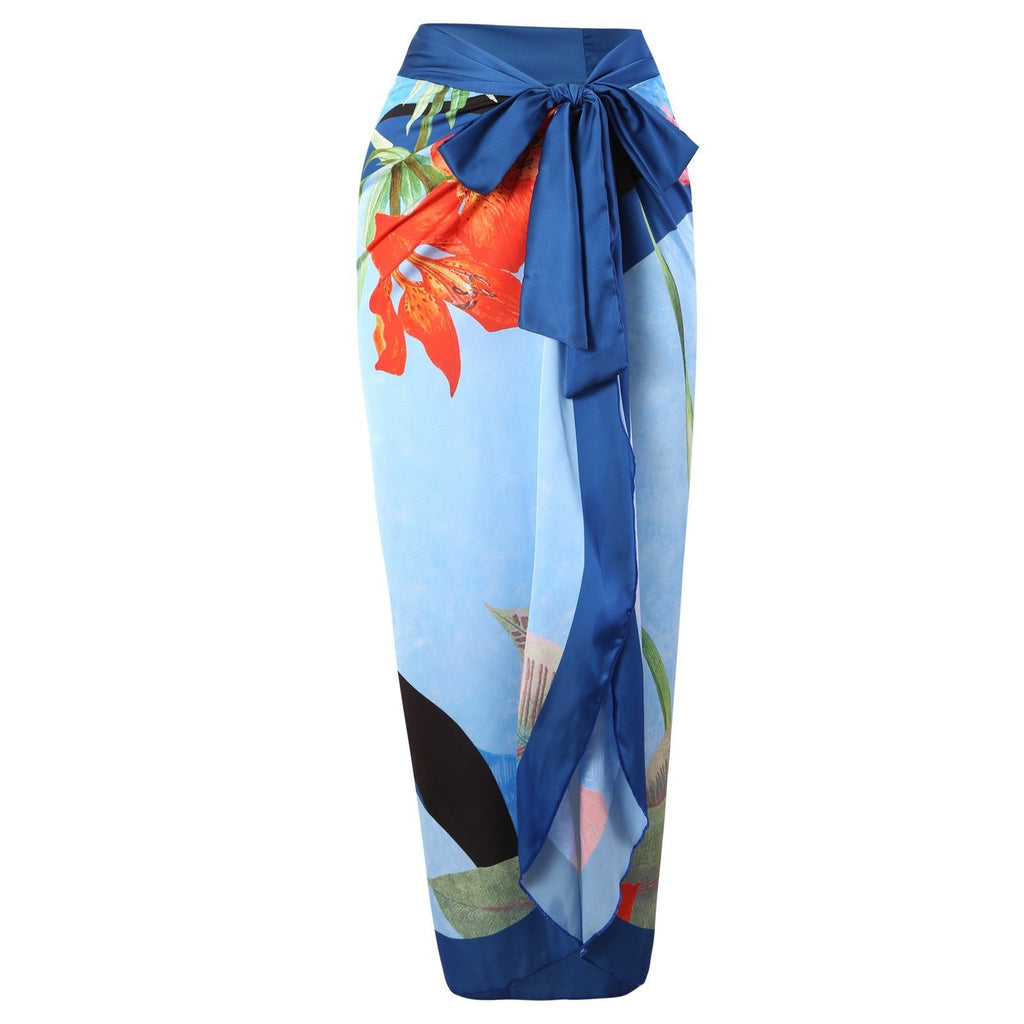Two Piece Set Swimsuit Cross Belly Covering Printed Backless Sheath Dress Swimsuit Bella Mia
