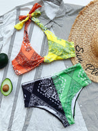 Bikini Double Bikini Print Stitching Swimsuit Swimsuit Strap Knotted Swimsuit Women Bikini Bella Mia