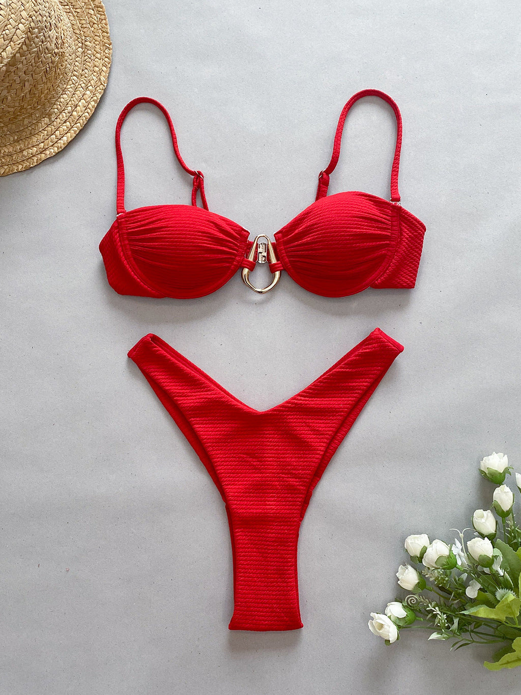 Bikini High Waist Bikini Solid Color Sexy Split Women Swimsuit Bella Mia