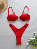 Bikini High Waist Bikini Solid Color Sexy Split Women Swimsuit Bella Mia