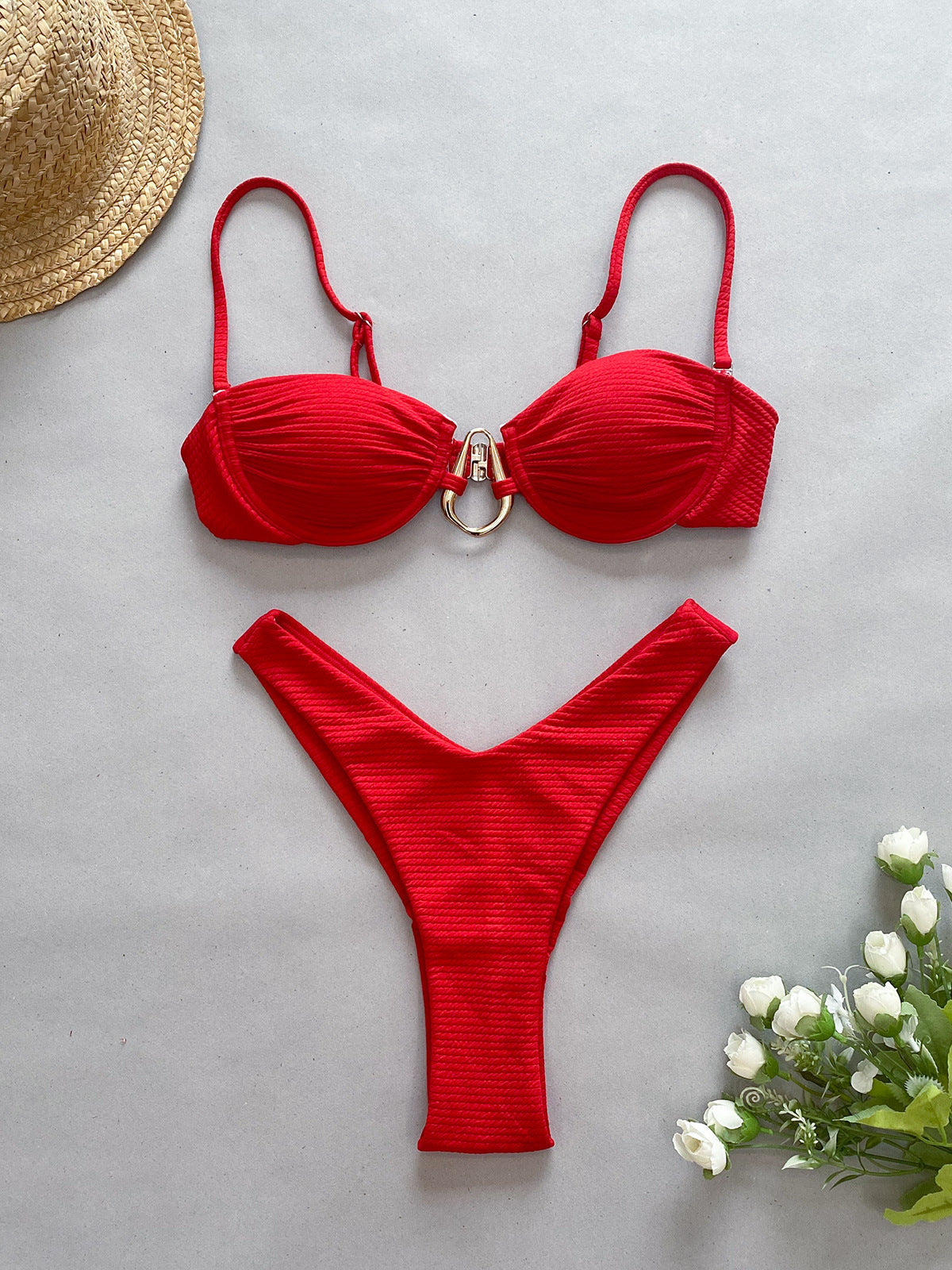 Bikini High Waist Bikini Solid Color Sexy Split Women Swimsuit Bella Mia