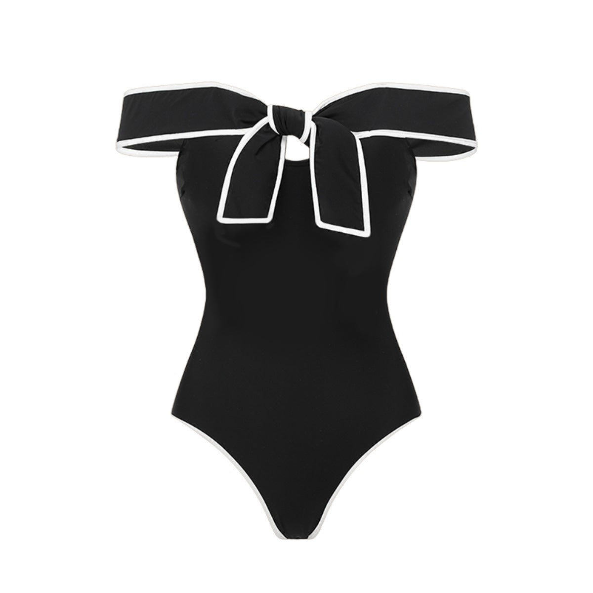 Swimsuit Black White Color Matching Sweet Girl Bow Swimsuit Women White Skirt Bella Mia