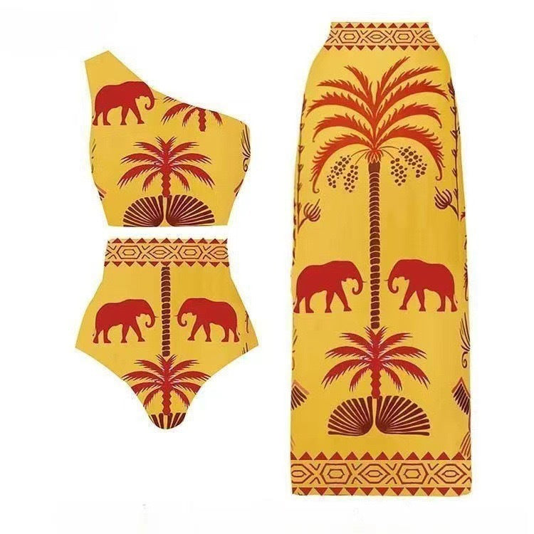 Lonkey Swimwear Retro Printed Mesh Trousers Conservative Swimwear Bikini Bella Mia