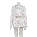 Girls Sexy Long Sleeved Cardigan Short Top Floral Wooden Ear Home Casual Suit Shorts Two Piece Sets Bella Mia