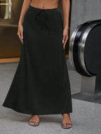 Popular Satin Satin Skirt Spring Autumn Elegant Lace up Long Skirt Bella Mia