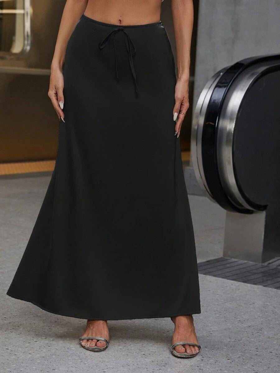 Popular Satin Satin Skirt Spring Autumn Elegant Lace up Long Skirt Bella Mia