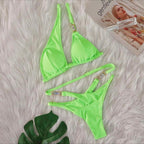 Sexy Bikini Crystal Diamond Striped Strap Split Women Swimsuit Bella Mia