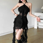Summer Women Clothing Solid Color Slim High Waist Street Halter Backless Dress Bella Mia