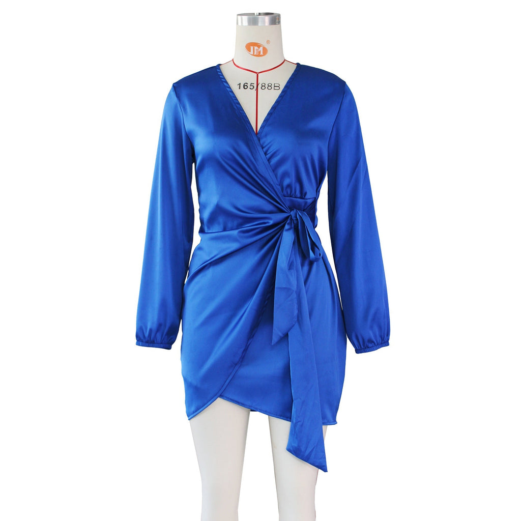 Women Clothing Sexy Silk like Wrapped Dress Women Nightclub Club Dress Bella Mia
