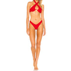 Solid Color Split Swimsuit Foreign Single Women Swimsuit Cross Gathering Steel Bracket Sexy Split Swimsuit Bella Mia