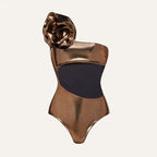 Gold Handmade Floral Halter Hollow Out Cutout out Swimsuit Women Bella Mia