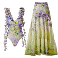 3D Floral Decorative Printed Tassel One Piece Swimsuit Women Clothes Bella Mia