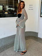 Knitted Hollow Out Cutout out See through Backless Dress Sexy Two Way Seaside Vacation Sun Protection Dress for Women Bella Mia
