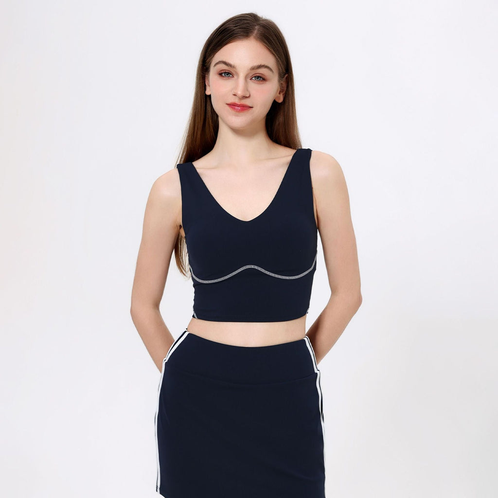 Slim Fitting Back Shaping Contrast Color Yoga Vest Nude Feel Abdominal Exercising Band Chest Pad Non Running Cup Sports Underwear Outdoor Vest Bella Mia