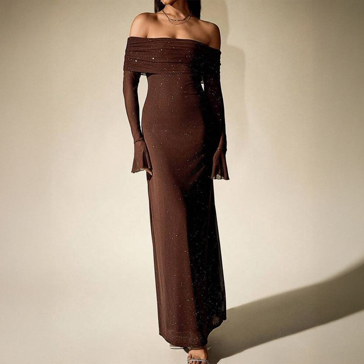 Elegant Solid Color Long Sleeved Dress Women Clothing Autumn Winter Bella Mia
