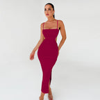 Women Cami Dress Sexy Backless Ruffle Hip Side Slit Maxi Dress Bella Mia
