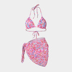 Printed Bikini Three Piece Gauze Skirt Split Sexy Vacation Bikini Swimsuit Bella Mia