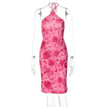 Summer Popular Women Halter Wrapped Chest Printed Dress Women Bella Mia