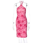 Summer Popular Women Halter Wrapped Chest Printed Dress Women Bella Mia