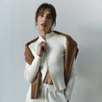 Stand up Collar Slim Fit Long Sleeved Coat Autumn Winter Double Zipper Cardigan Thermal Knitting Coat for Women Bella Mia