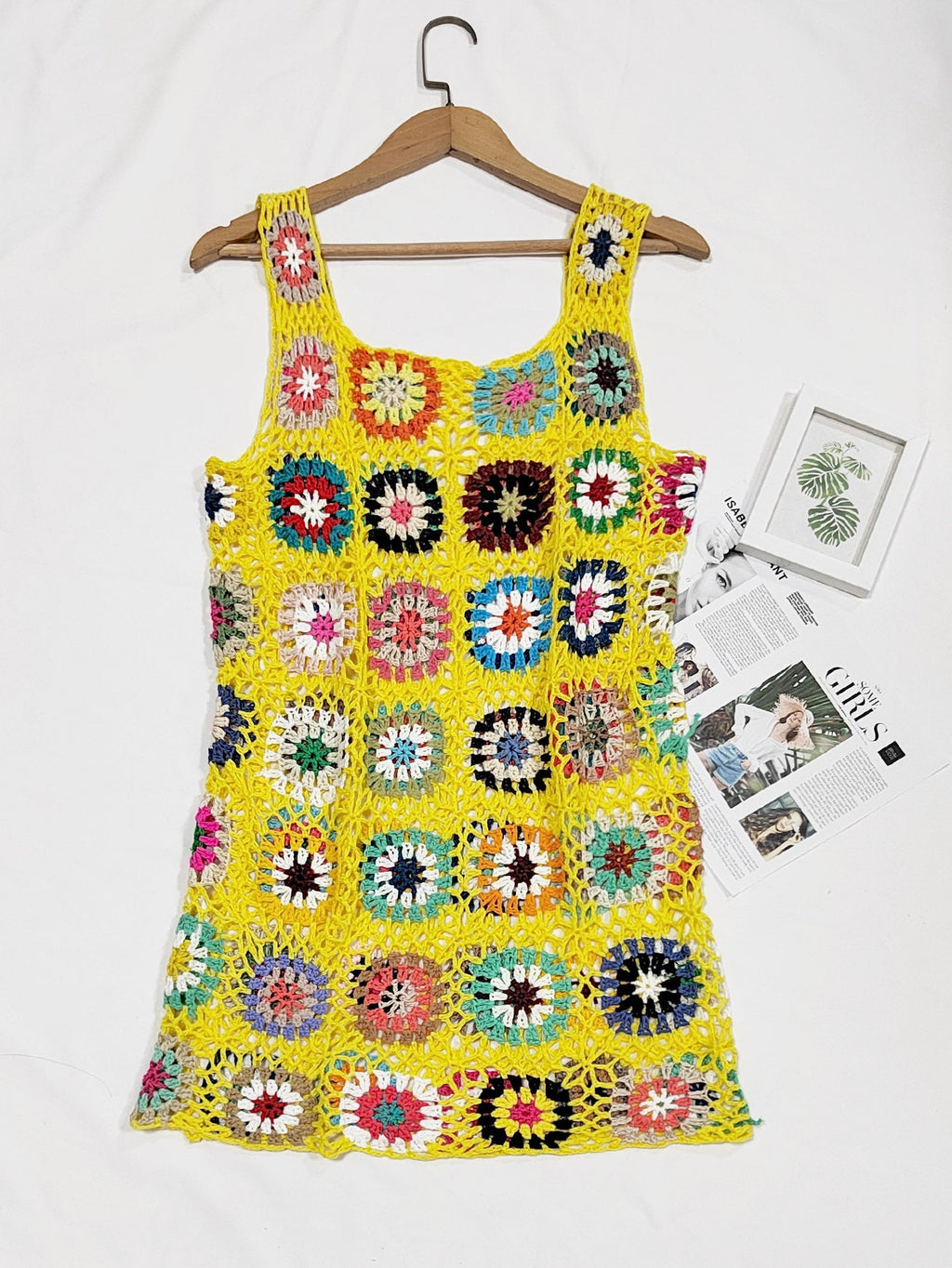 Bohemian Vacation Beach Handmade Crocheted Hollow Out Cutout out Suspender Sexy Rhombus Plaid Vest Bella Mia