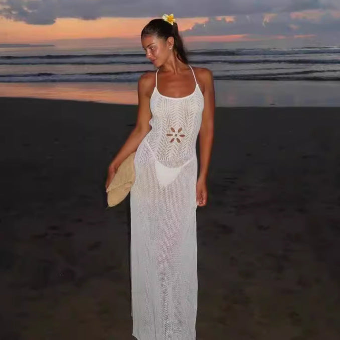 Floral Cutout Sexy Tight Beach Dress With Suspenders Backless Dress Spring Summer Bella Mia