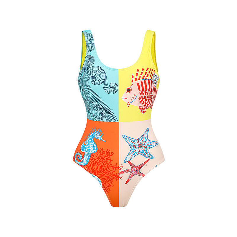 Color Matching Sexy Backless Swimsuit Women Cute Tight Conservative Spring Vacation Swimming Bella Mia