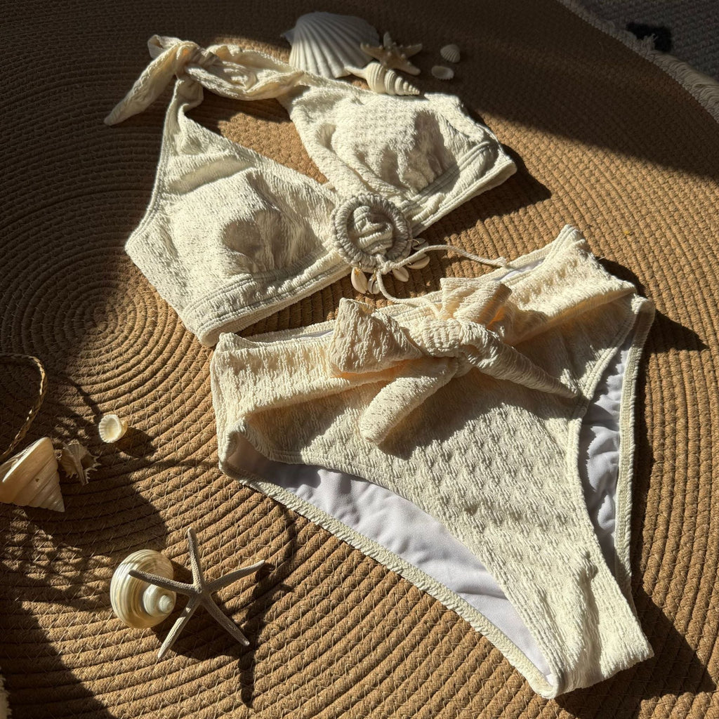Shell Beach Special Fabric High Waist Split Swimwear Bella Mia