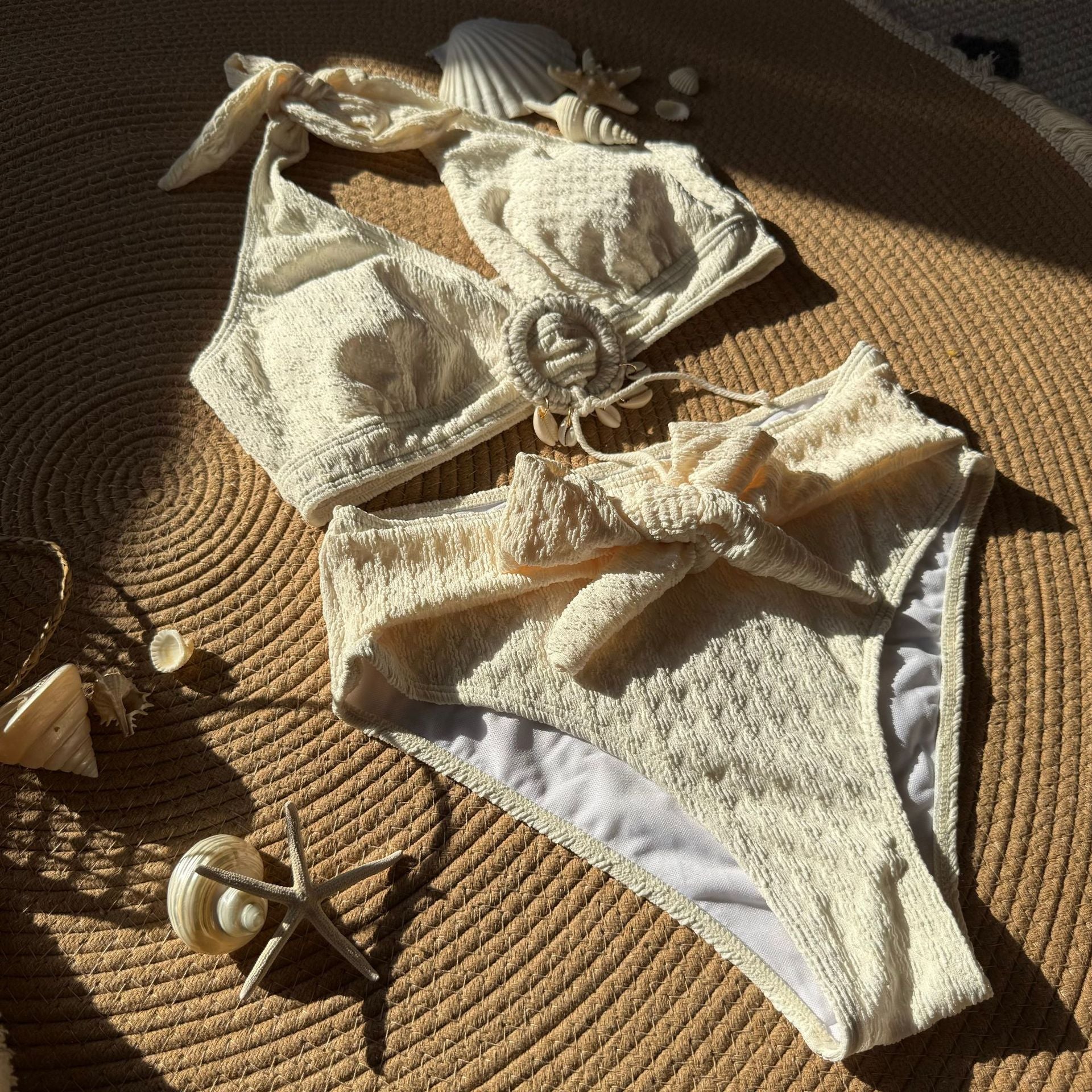 Shell Beach Special Fabric High Waist Split Swimwear Bella Mia